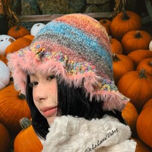 NEW! HoBo Fringe Hat. Multi Color and Cute! ✓✓✓This Listing is for DustyRose hat